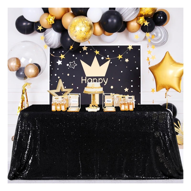 SoarDream Black Sequin Tablecloth 60x102 Inch Sequence Tablecloth Sequin Fabric Wedding Birthday Party Meeting Events Easter Table Decorations - Image 2
